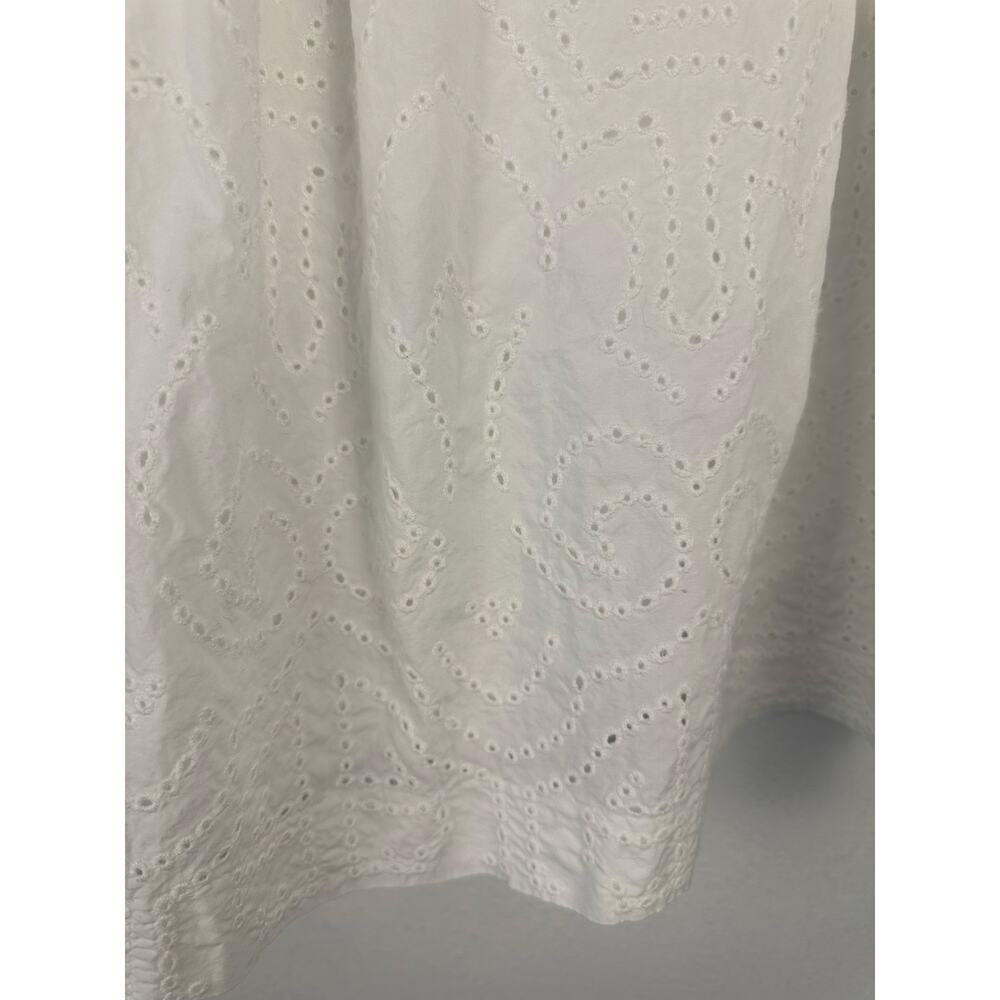 Talbots Women's white A-line skirt pleated eyelet embroidery cotton Size 6 - Picture 2 of 6